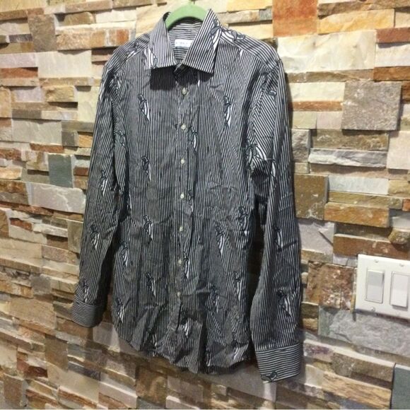 ETRO Men's Black Striped Slim Fit Shirt - Picture 3 of 9